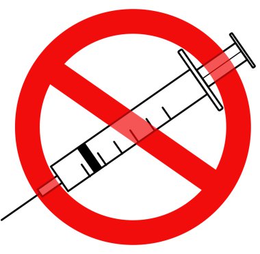 Sağlık bariyerler - şırınga ve 'Erişim yok' imzalamak