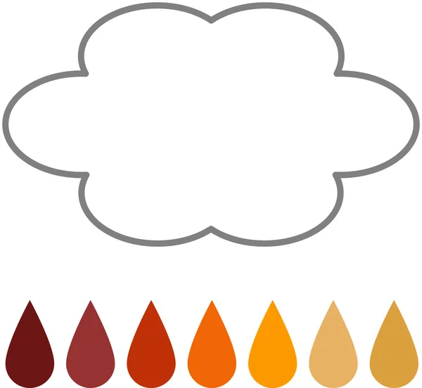 Lluvia ácida 4 - Gotas de lluvia de diferentes colores, a través del espectro PH ácido, por encima del contorno de un paraguas — Archivo Imágenes Vectoriales