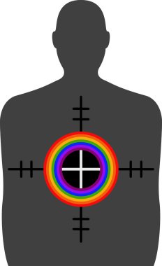Homofobik silah suç - aralığı şekil ve gökkuşağı Crosshairs çekim
