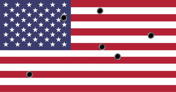 Пістолет злочинності в США - кулі через американський прапор — стокове фото