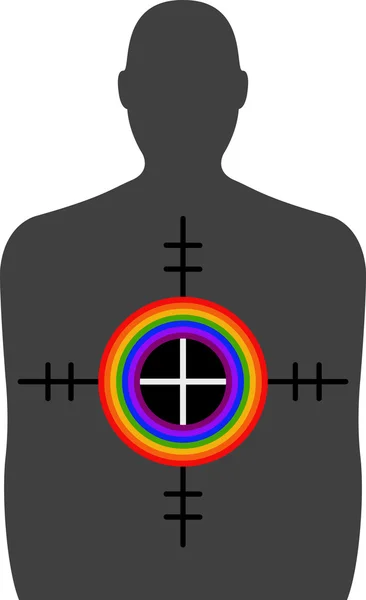 Homofobní Gun zločin - střelba oblast obrázku & Rainbow křížek — Stock fotografie