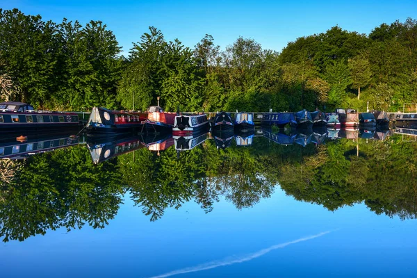 Moonset Sharpness Marina Gloucestershire — Fotografia de Stock