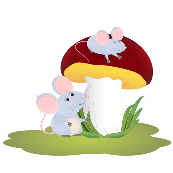 Twee kleine cartoon muizen — Stockvector