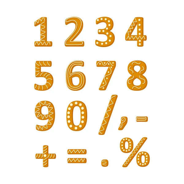 Vektorová ilustrace čísel perníkových sušenek — Stockový vektor