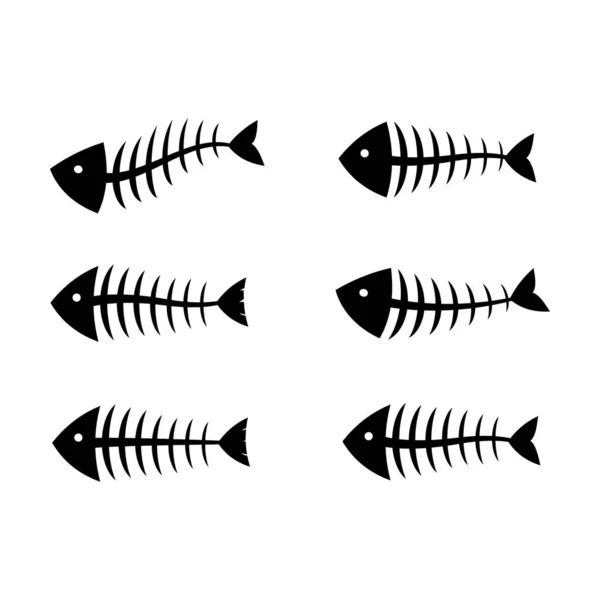Hueso de pescado o esqueleto conjunto vector ilustración en un estilo plano de dibujos animados Vector De Stock