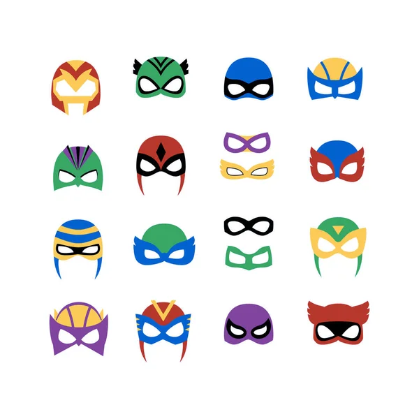 Comic superhéroe hombre y mujeres máscaras conjunto vector Vectores de stock libres de derechos