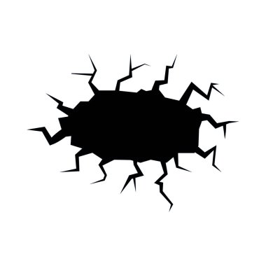 Çatlak delik silueti siyah renk çizimi