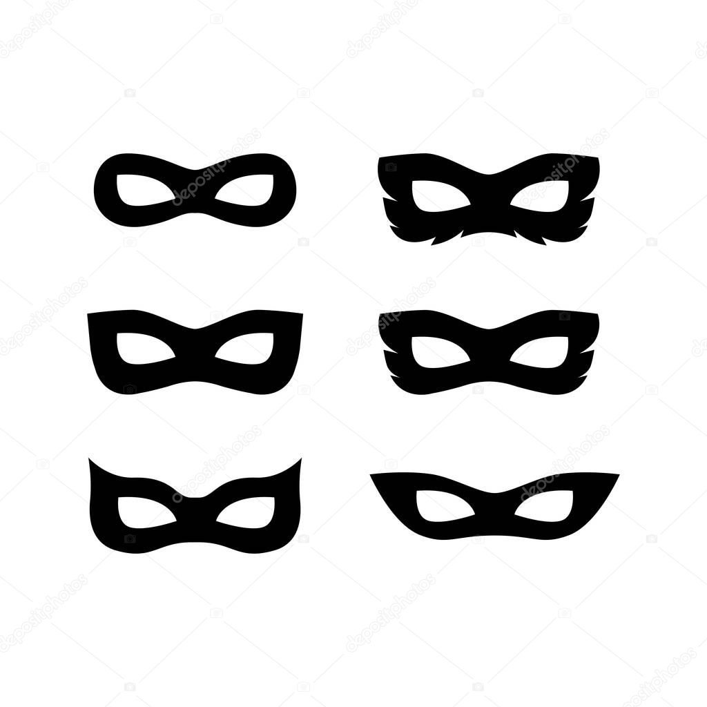 Festive carnival masks silhouette set vector illustration