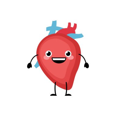 Mutlu gülümseyen sevimli mesane organı karakteri çizgi film tarzında..