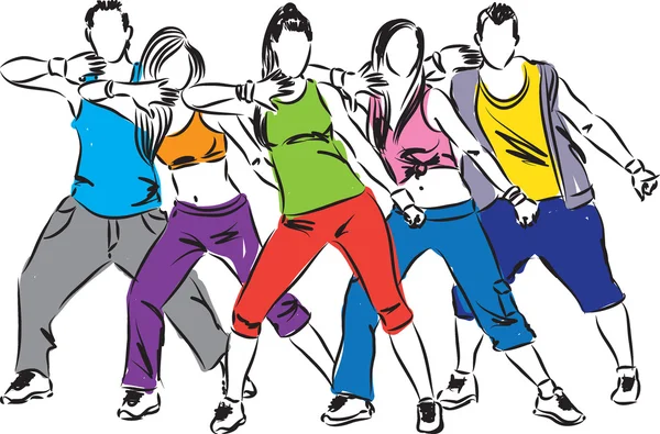 Zumba bailarines ilustración — Vector de stock