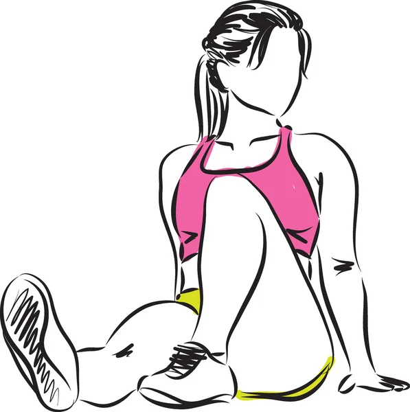 Fitness kadın illüstrasyon dinlenme — Stok Vektör