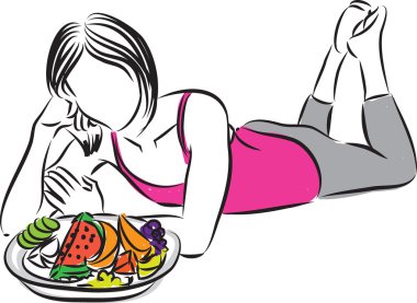 heathy meyve illüstrasyon yemek kadın