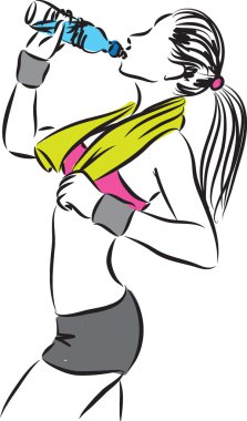 bir şişe su illüstrasyon kadın fitness