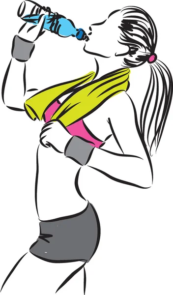 Femme de fitness avec une bouteille d'eau illustration — Image vectorielle