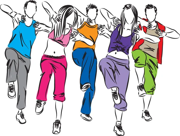 Grupp av dansare fitness illustration — Stock vektor