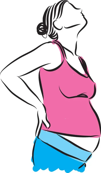 Femme enceinte avec illustration de maux de dos — Image vectorielle