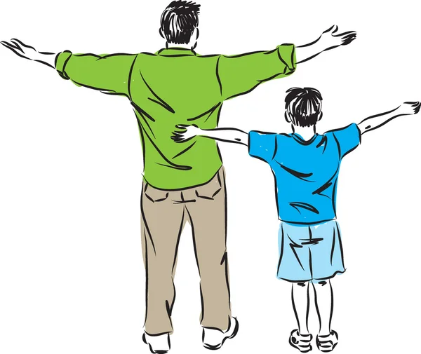 Ojciec i syn ilustracja wolności gest — Wektor stockowy