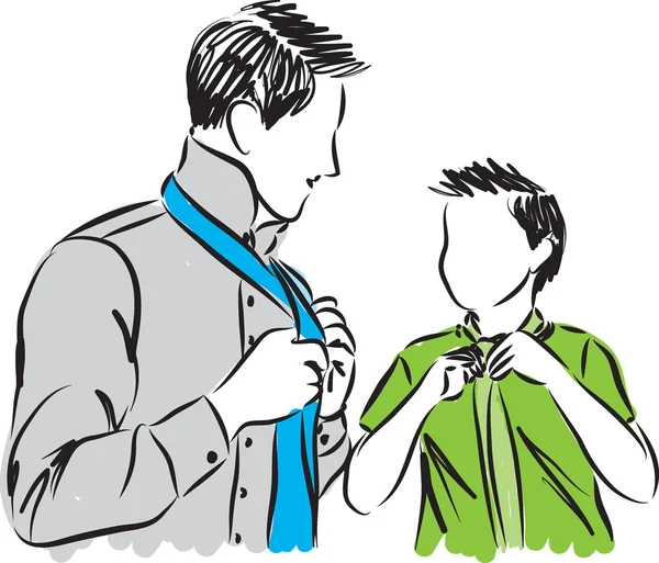 Padre e hijo ajustar lazos ilustración — Vector de stock