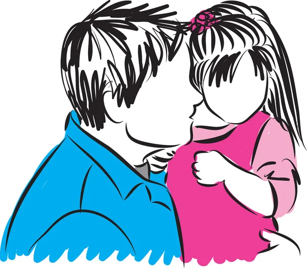 Far och dotter illustration — Stock vektor