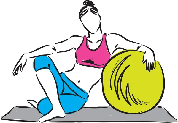 Fitness-Mädchen mit Ball-Illustration — Stockvektor