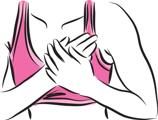 Fitness kadın göğüs ağrısı çizim ile — Stok Vektör