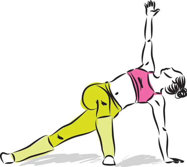 YOGA donna allungamento illustrazione — Vettoriale Stock