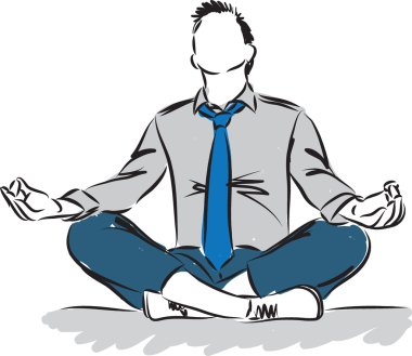 işadamı meditasyon duruş çizimde