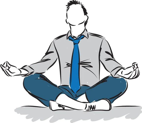 Homme d'affaires en posture de méditation illustration — Image vectorielle