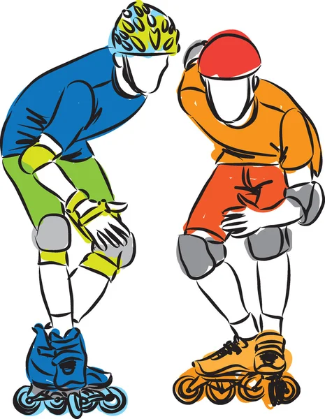 Men rollerblade skaters illustration — Stock Vector