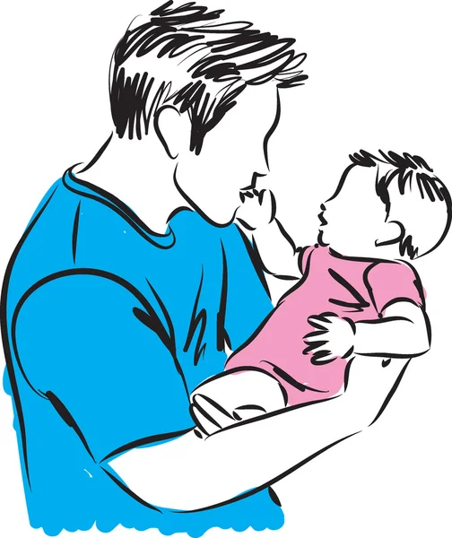 Baba ve bebek kız illüstrasyon — Stok Vektör