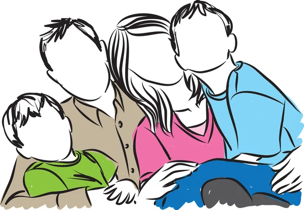 Gelukkig gezin samen illustratie — Stockvector