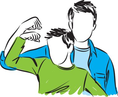 Baba ve oğul gücü konsept illüstrasyon