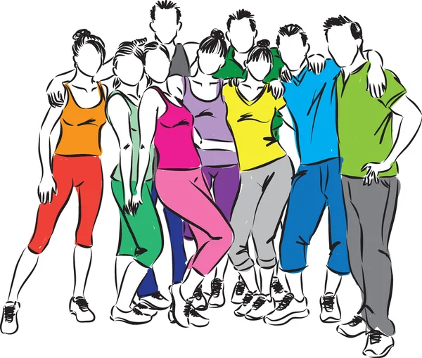 Grupo de fitness pessoas ilustração —  Vetores de Stock