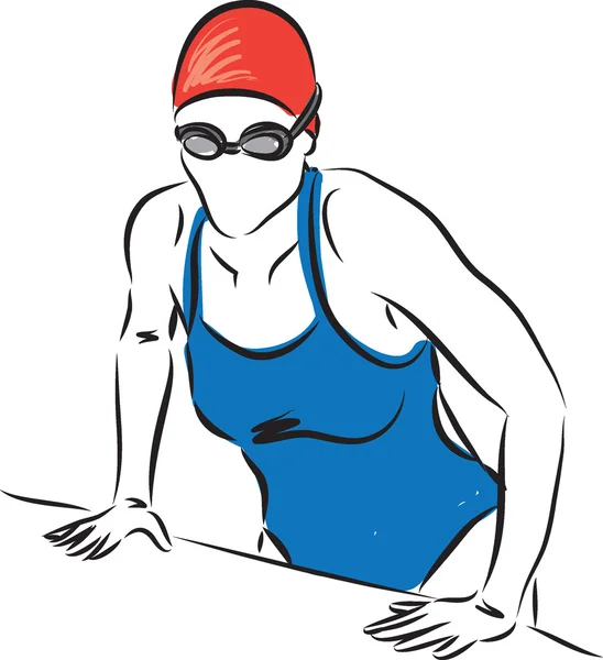 Nadadora profesional saliendo de la piscina — Vector de stock