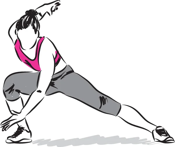 Donna fitness stretching illustrazione — Vettoriale Stock