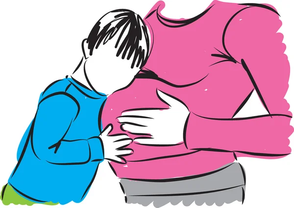 Incinta mamma con grande figlio illustrazione — Vettoriale Stock