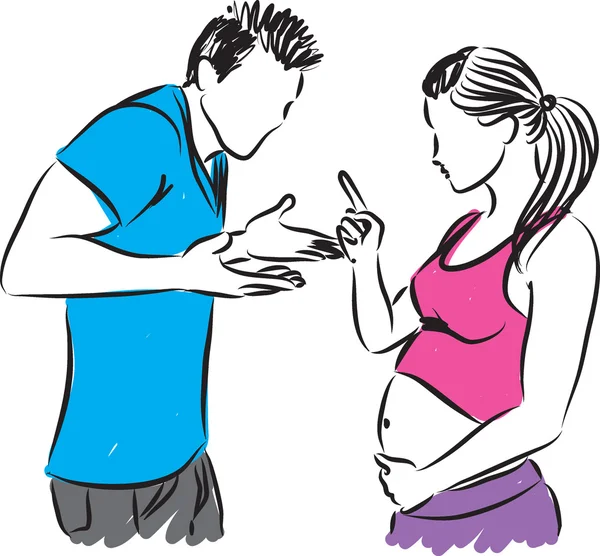 Paar zwangere vrouw en man illustratie — Stockvector