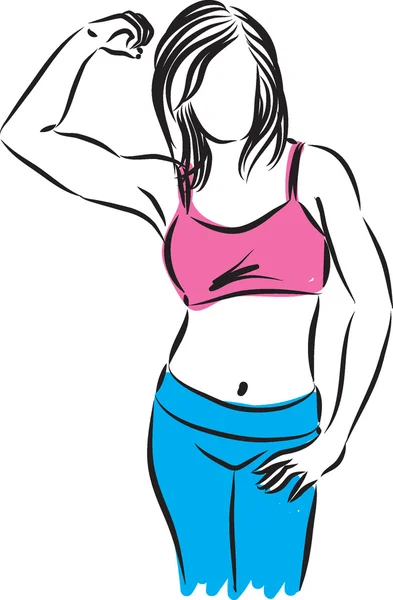 Fitness žena silné gesto ilustrace — Stockový vektor