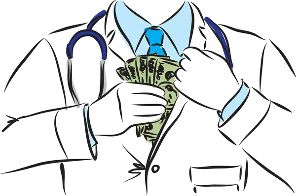 Doctor hidding dollars money illustration — Stock Vector