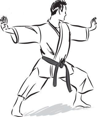 adam karate hareket illüstrasyon