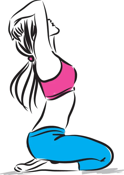 Bonita mujer fitness estiramiento ilustración — Vector de stock