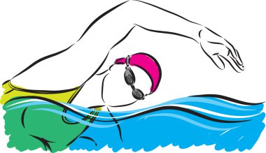 kadın profesyonel yüzme illüstrasyon