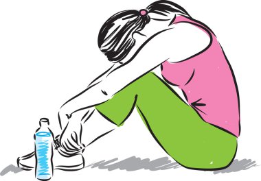 illüstrasyon kadın fitness yorgun