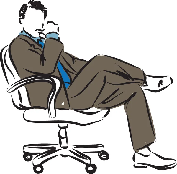 Affärsman sittande framgångsrika hållning illustration — Stock vektor