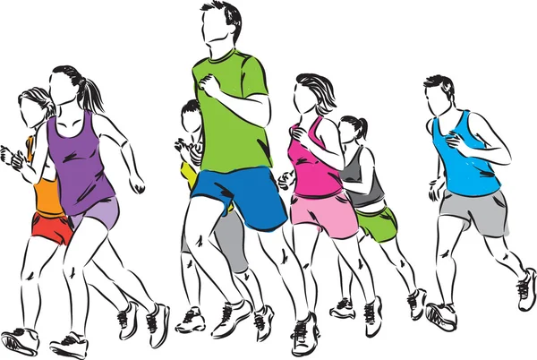 Illustration groupe de coureurs — Image vectorielle