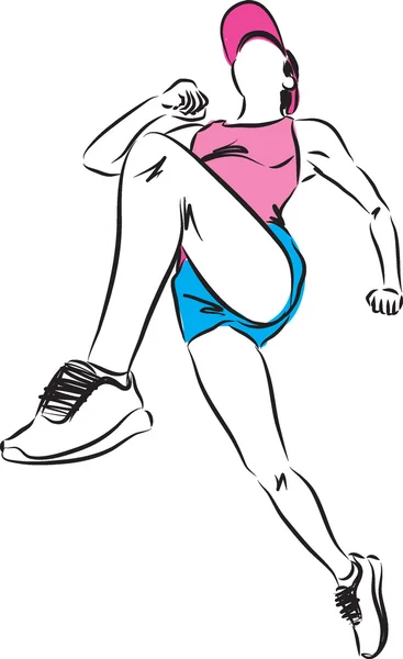 Mulher salto treino ilustração — Vetor de Stock