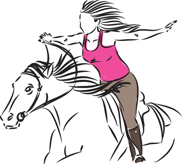 Vrouw Riding paard liberty concept illustratie — Stockvector