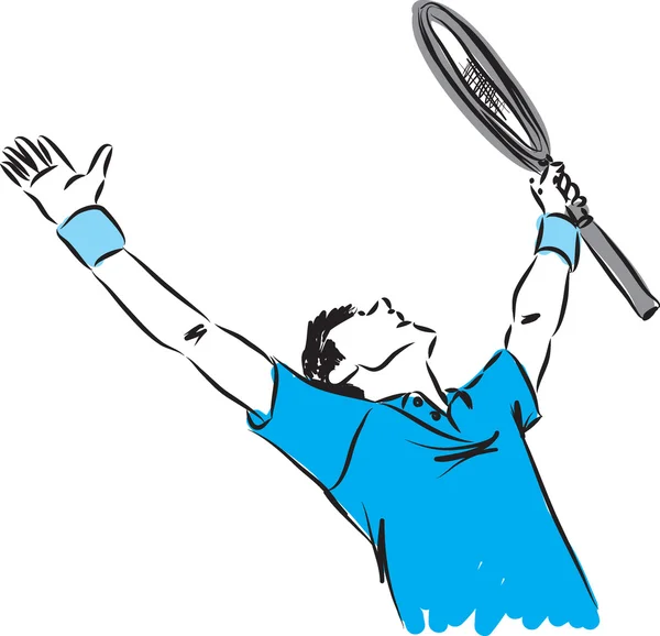 Jugador de tenis ganador gesto ilustración — Vector de stock