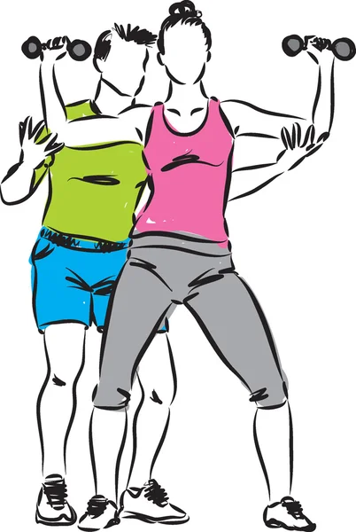 Personal Trainer Mann und Frau Workout Illustration — Stockvektor