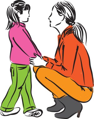 Anne ve kızı illüstrasyon